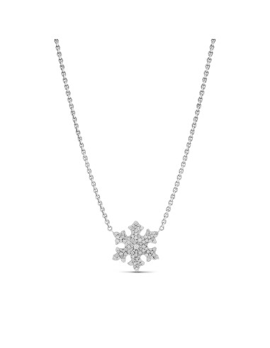 Diamond Cobblestone Snowflake Necklace - 16 - 18" Véritable concentré