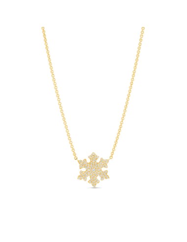 14k Diamond Cobblestone Snowflake Necklace - 18" Les magasins à Paris