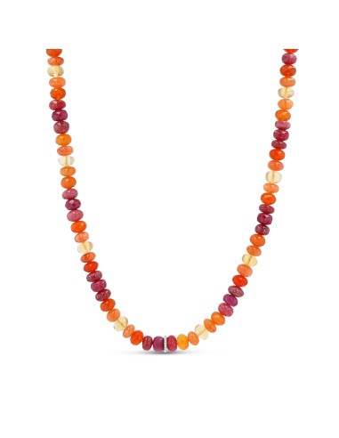 Sunset Mix Gemstone Strung Necklace with Diamond Rondelle JUSQU'A -70%! 