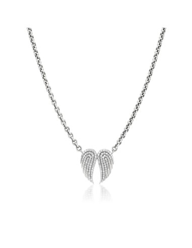 Diamond Angel Wings Pendant on Cable Chain Necklace - 18" Fin de série