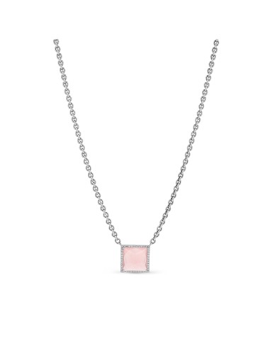 Rose Quartz Square Diamond Pendant on Cable Chain Necklace - 18" Amélioration de cerveau avec