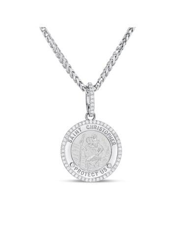 St. Christopher "Protect Us" with Diamond Halo Medallion - 25mm Pour