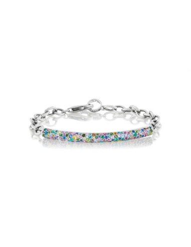 Chain Link Bracelet with Rainbow Cobblestone Confetti Bar Amélioration de cerveau avec