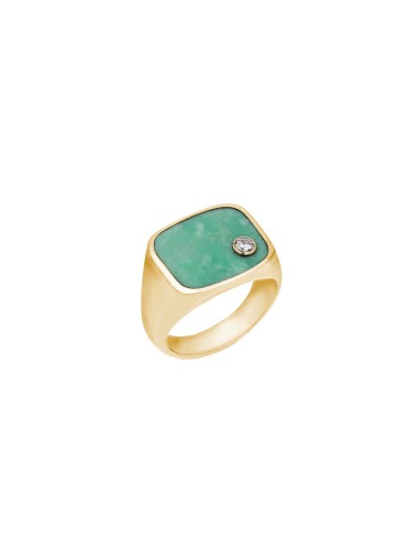 Mr. LOWE Men's 14k Variscite Stone Signet Bond Ring with Diamond Bezel ouvre sa boutique