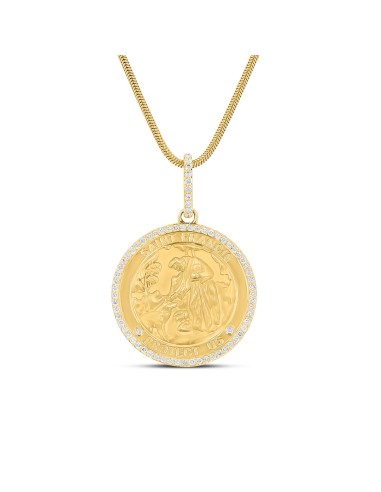 14k St. Francis "Protect Us" Diamond Halo Medallion - 30mm livraison gratuite