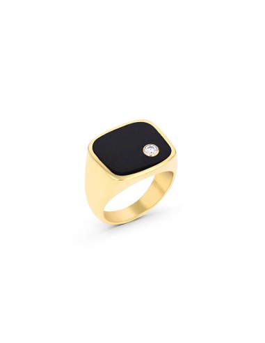 Mr. LOWE Men's 14k Onyx Stone Signet Bond Ring with Diamond Bezel s'inspire de l'anatomie humaine