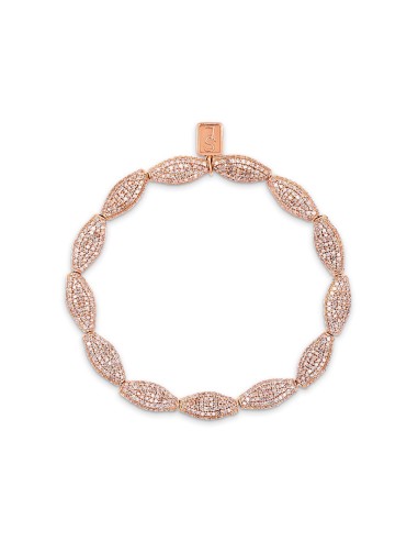 14k Rose Gold All Diamond Almond Shaped Beaded Bracelet 2023