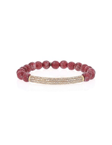 14k Thulite Beaded Bracelet with Diamond Bar - 8mm suggérées chez