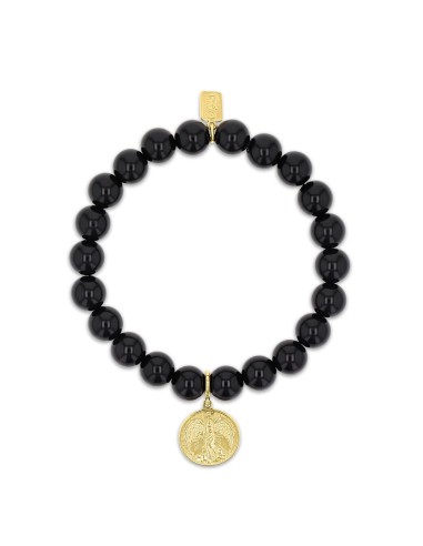 14k Onyx Bracelet with Guardian Angel Charm - 8mm Comparez et commandez 