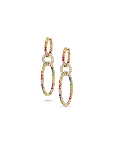 14k Rainbow Sapphire Stone Triple Hoop Earrings "One of a Kind" sélection de produits