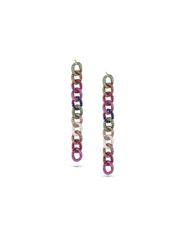 14k Rainbow Sapphire Stone Curb Chain Earrings Comment ça marche