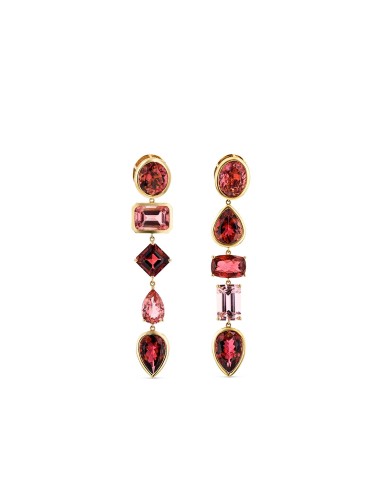 14k Pink Tourmaline Multi Shaped Drop Earrings "One of a Kind" Les magasins à Paris