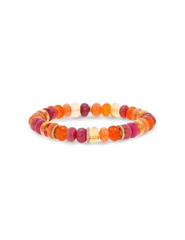 14k Sunset Mix Gemstone Bracelet with Diamond Rondelles 2023