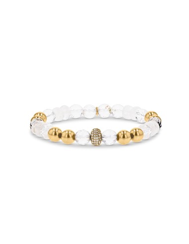 14k White Mix Beaded Bracelet with 14k Smooth Beads and Diamond Donut les ctes