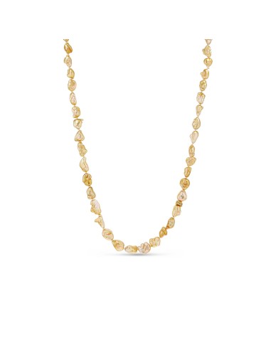 14k South Sea Golden Keshi Pearl Knotted Necklace with Diamond Rondelles la colonne vertébrale