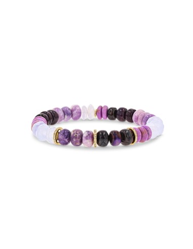 14k Purple Mixed Gemstone Bracelet with Diamond Rondelles Faites des économies