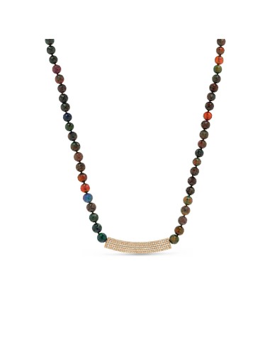 14k Black Ethiopian Opal Knotted Necklace with Diamond Bar Connector "One of a Kind" Voir les baskets