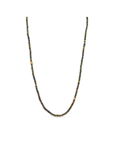 14k Black Ethiopian Opal Layering Necklace with Diamond Donuts - 34" plus qu'un jeu 