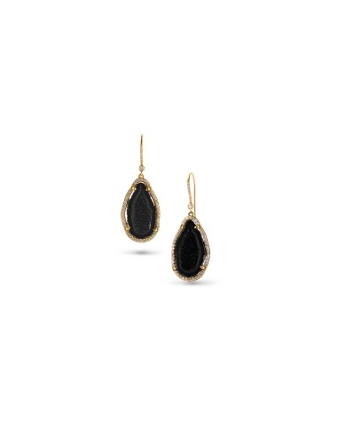 14k Black Druzy Diamond Earrings with Diamond French Hooks "One of a Kind" de votre