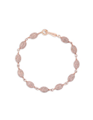 14k Rose Gold Rope Bracelet with Diamond Pill Shaped Beads pas cher