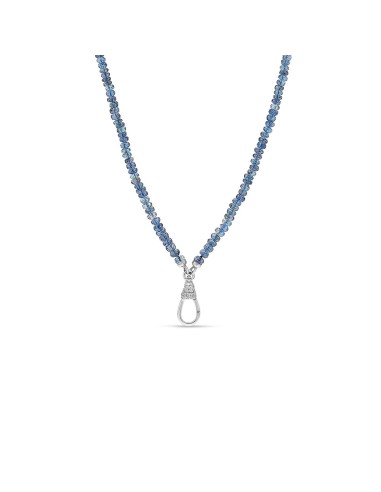 Dark Aquamarine Necklace with Diamond Swivel Clasp  - 19" de France