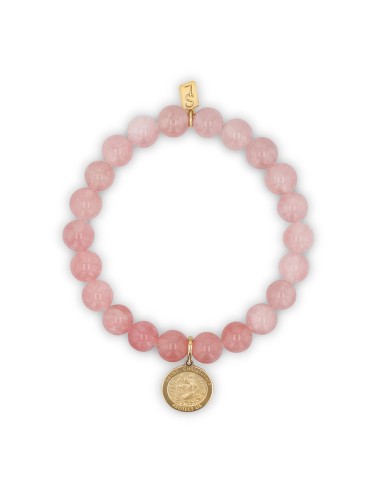 14k Rose Quartz Bracelet with St. Christopher Charm - 8mm prix pour 