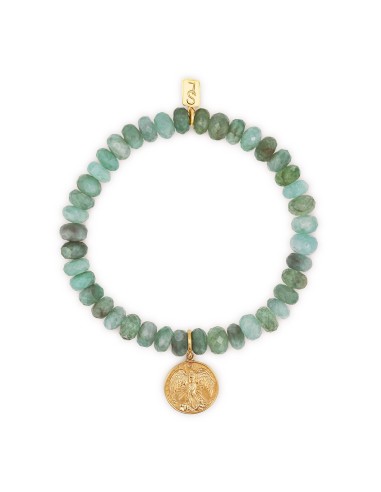 14k Emerald Bracelet with Guardian Angel Charm - 7mm soldes