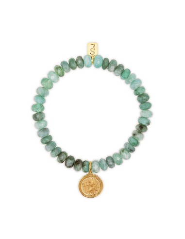 14k Emerald Bracelet with St. Christopher Charm - 7mm Les magasins à Paris et en Île-de-France