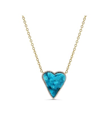 14k Chrysocolla Druzy Heart Pendant on Cable Chain "One of a Kind" paiement sécurisé