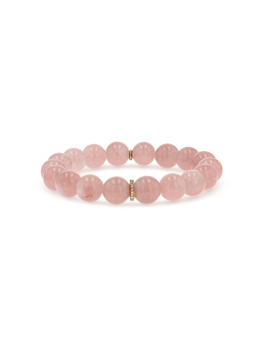 14k Rose Quartz Bracelet with 1 Diamond Rondelle - 10mm 50% de réduction en Octobre 2024