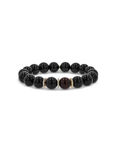 14k Onyx Bracelet with Diamond Rondelles - 10mm Pour