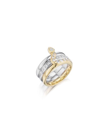 14k Yellow Gold and Silver Diamond Snake Ring rembourrage situé sous