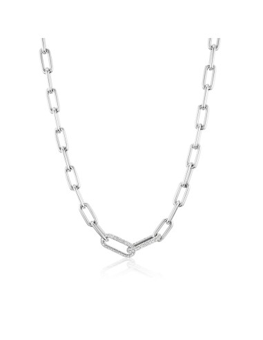 2 Diamond Link Paperclip Chain Necklace - 18" de France