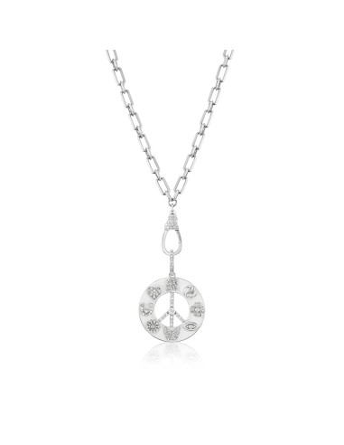 Peace & Love Manifestation Medallion on Small Soho Chain Necklace - 30" pas cheres