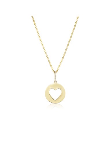 14k Open Heart Pendant on Rolo Chain Necklace - 20" brillant des détails fins