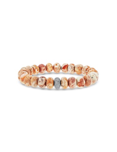 Mexican Fire Opal Bracelet with Diamond Donut - 10mm JUSQU'A -70%! 