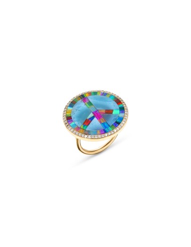 14k Opal and Larimar Inlay Peace Sign Ring ouvre sa boutique