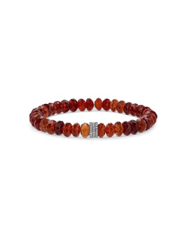 Hessonite Garnet Bracelet with Diamond Rondelles - 8mm le des métaux précieux