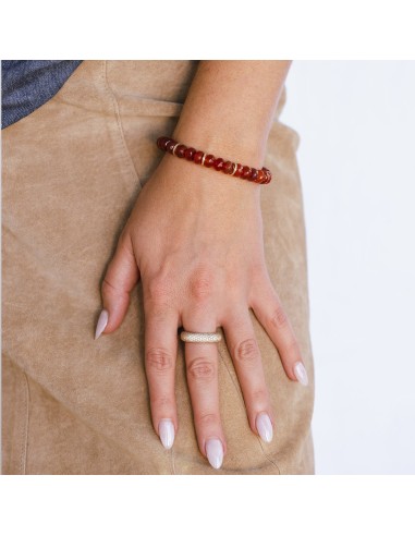 14k Dark Carnelian Bracelet with Diamond Rondelles - 8mm online