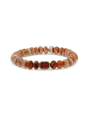 14k Mexican Fire Opal Bracelet with Garnet Bead Connector - 8mm solde