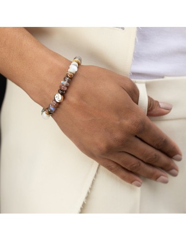 Neutral Gradient Bracelet with Mix Metal Yin Yang Bead - 8mm ou a consommer sur place