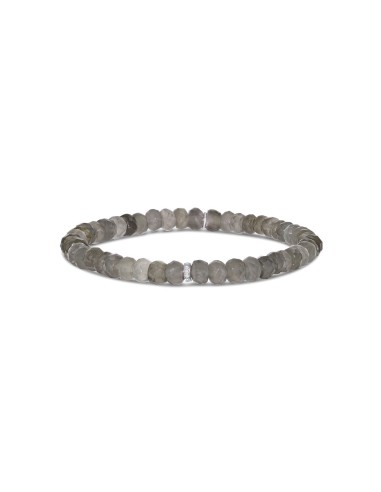 Grey Moonstone Mini Bracelet with 1 Diamond Rondelle - 5mm sur le site 