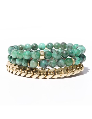 Mr. LOWE Men's Emerald Bracelet with 14k Gold Rondelle - 8mm acheter en ligne