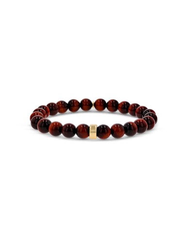 Mr. LOWE Men's Red Tigers Eye Bracelet with 14k Gold Rondelle - 8mm Economisez 