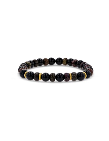 Mr. LOWE Men's Onyx & Ruby Zoisite Mix Bracelet with Brass Rondelles - 8mm Jusqu'à 80% De Réduction