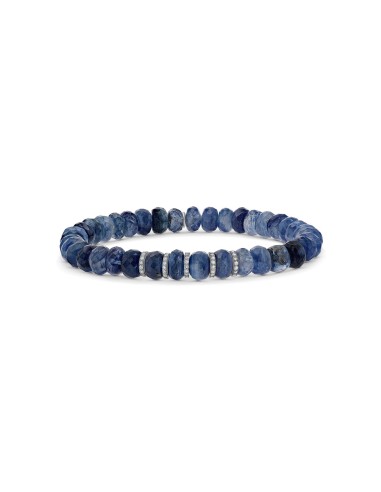 Kyanite Bracelet with 5 Diamond Rondelles - 7mm en ligne