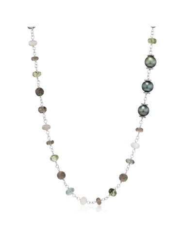 Grey & Green Mix Rope Necklace - 42" pas cher 