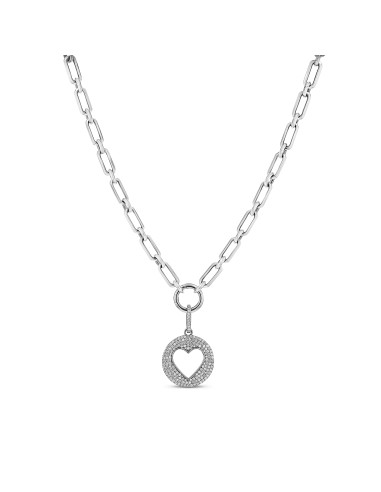 Diamond Open Heart Pendant on Soho Link Necklace - 18" Les êtres humains sont 