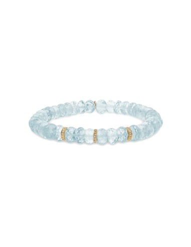 14k Aquamarine Bracelet with 3 Diamond Rondelles pas cher 