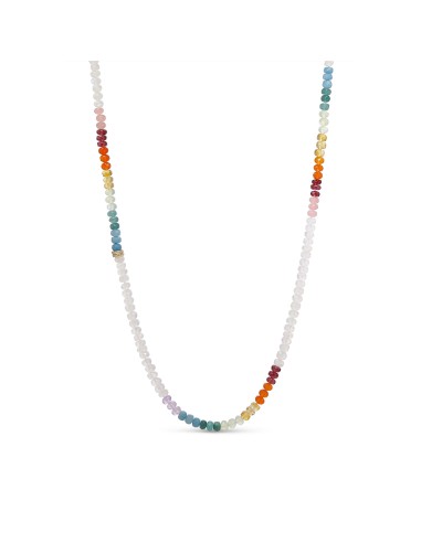 14k Rainbow Moonstone with Rainbow Mix Gemstone Necklace - 36" Livraison rapide